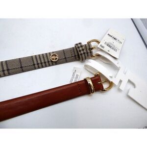 Giani Bernini Two-For-One Smooth & Plaid Belts, L, Cognac/Plaid